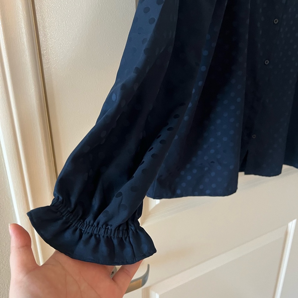 Loft Navy Blue Polka Dot Blouse - Picture 3 of 7